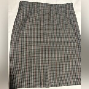 Dark green, navy, burgundy Plaid Houndstooth Pencil Skirt